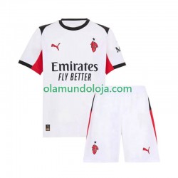Camisola AC Milan Criança Equipamento Segundo 2025-2026 Manga Curta